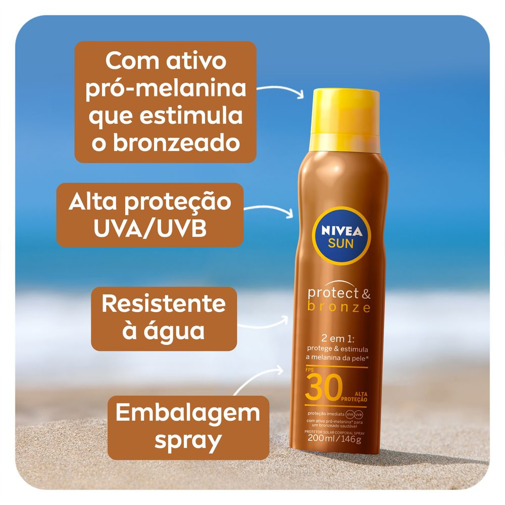 Protetor  Solar Nivea Protect & Bronze Fps30 Aerosol 200ml — imagem 4 | Farmácia Resyla