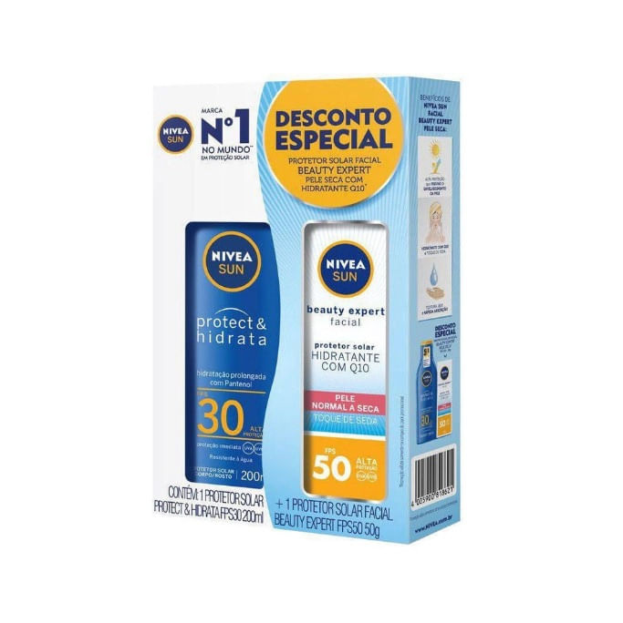Protetor Solar Nivea Protect Hidrata Fps30 200ml Leve Protetor Solar Facial Nivea Beatuy Expert Fps50 50g Por Um Preço Especial — Nivea | Farmácia Resyla