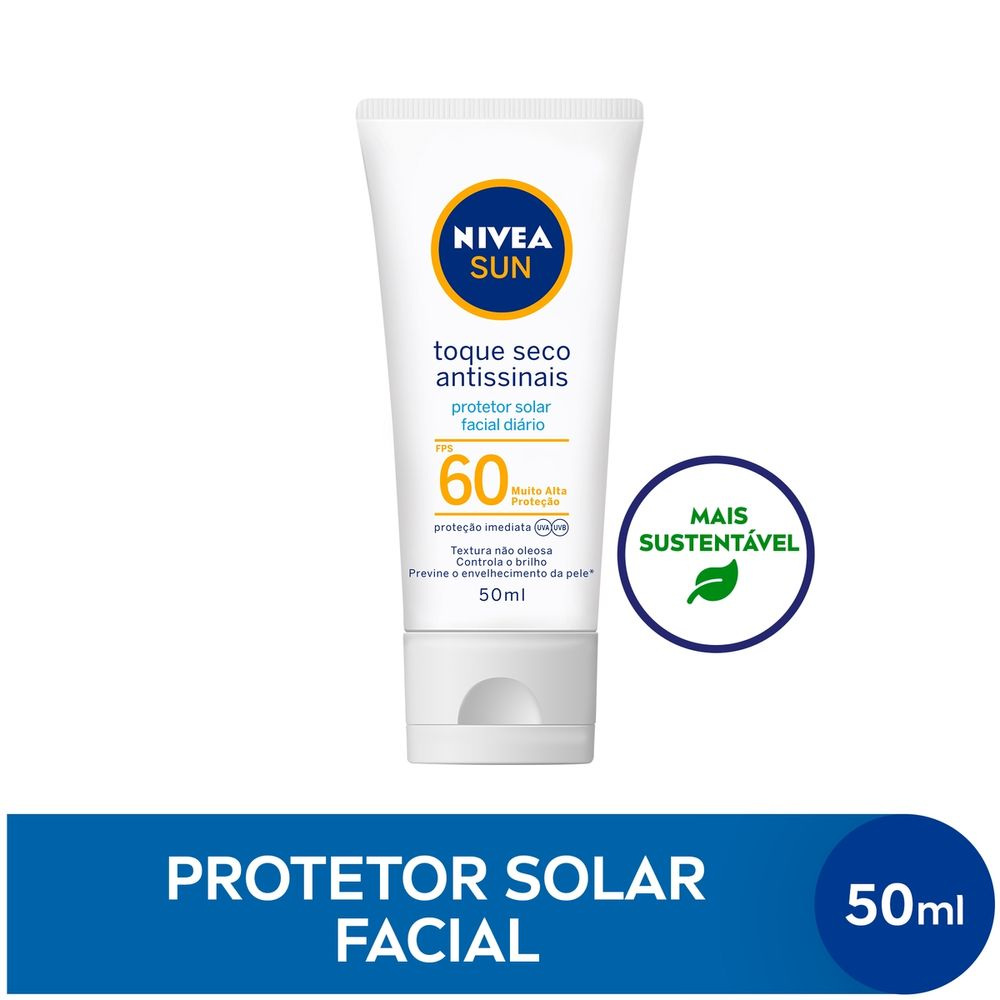 Protetor Solar Nivea Sun Facial Toque Seco Fps60 50ml — Nivea | Farmácia Resyla