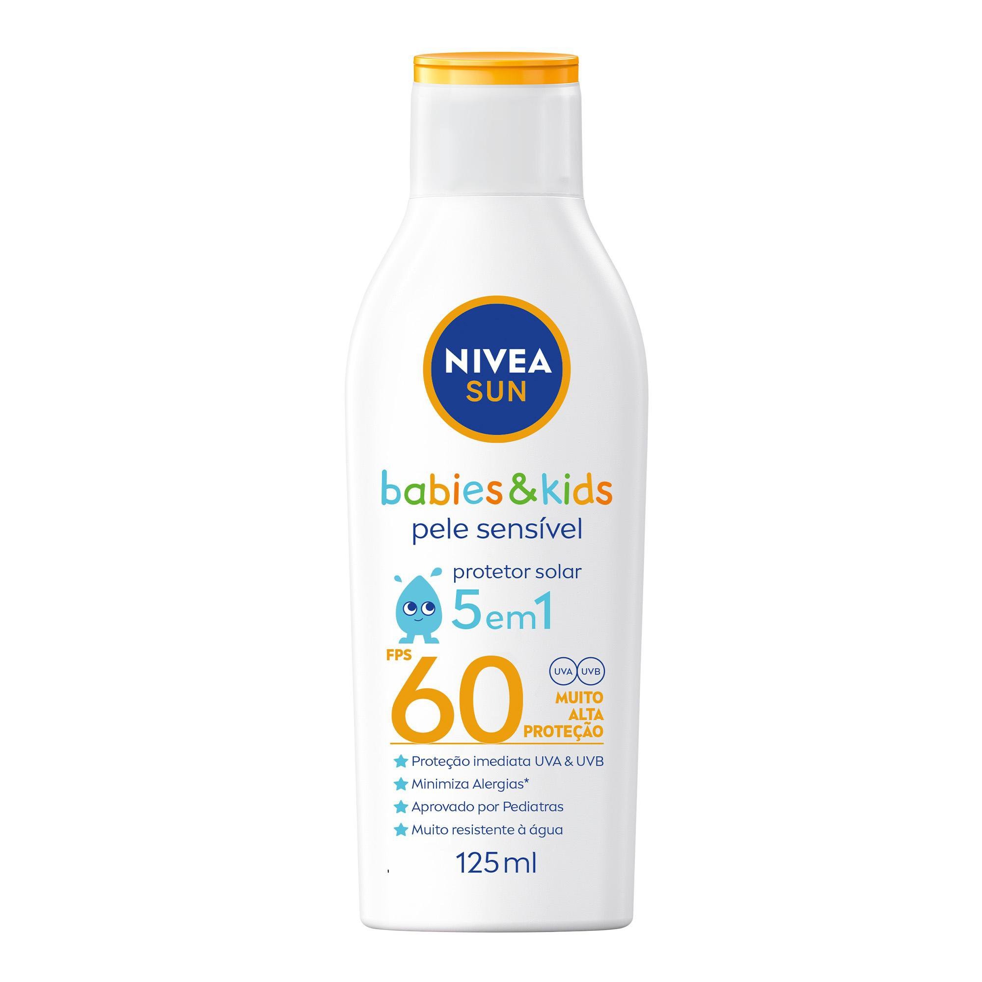 Protetor Solar Nivea Sun Kids Sensitive FPS60 Sem Perfume 125ml — Nivea | Farmácia Resyla