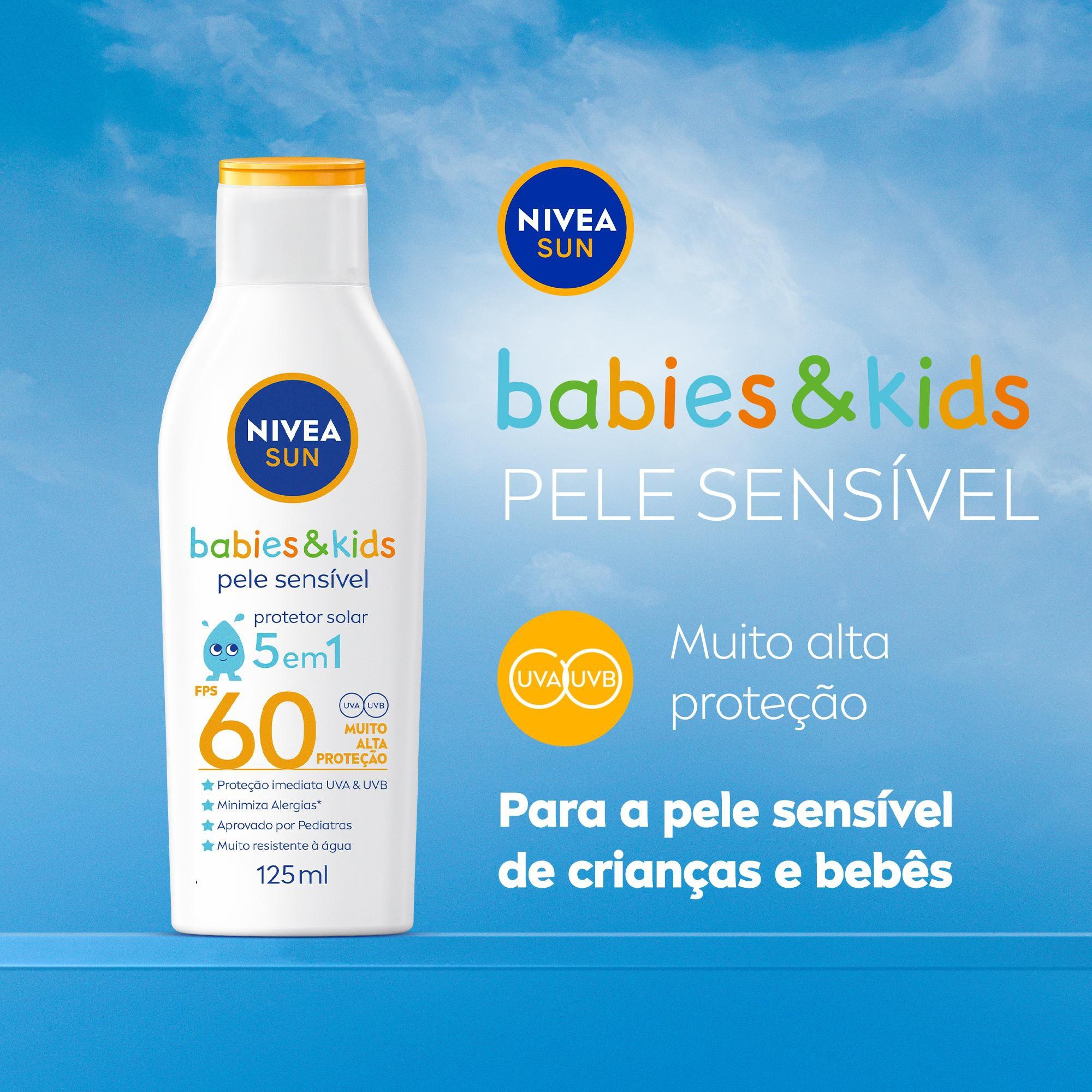 Protetor Solar Nivea Sun Kids Sensitive FPS60 Sem Perfume 125ml — imagem 3 | Farmácia Resyla