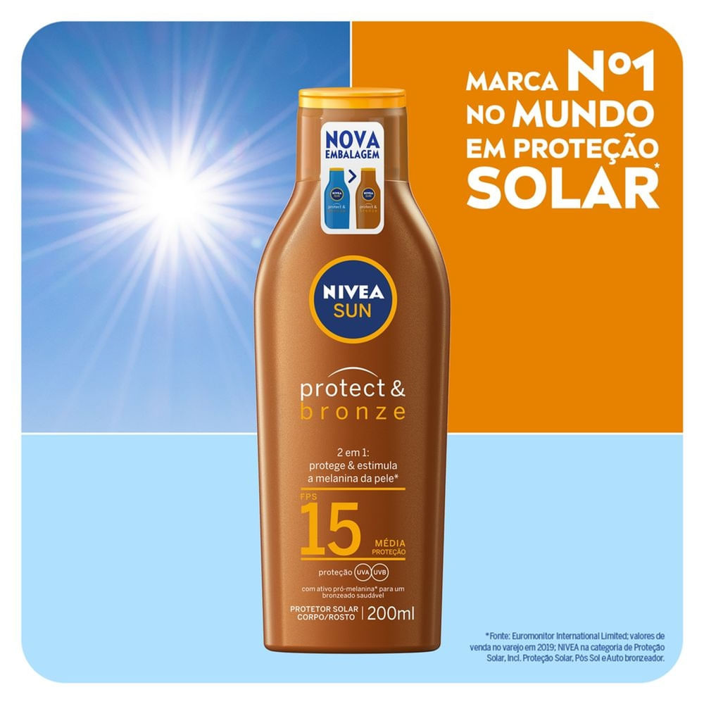 Protetor Solar Nivea Sun Protect & Bronze FPS15 200ml — imagem 3 | Farmácia Resyla