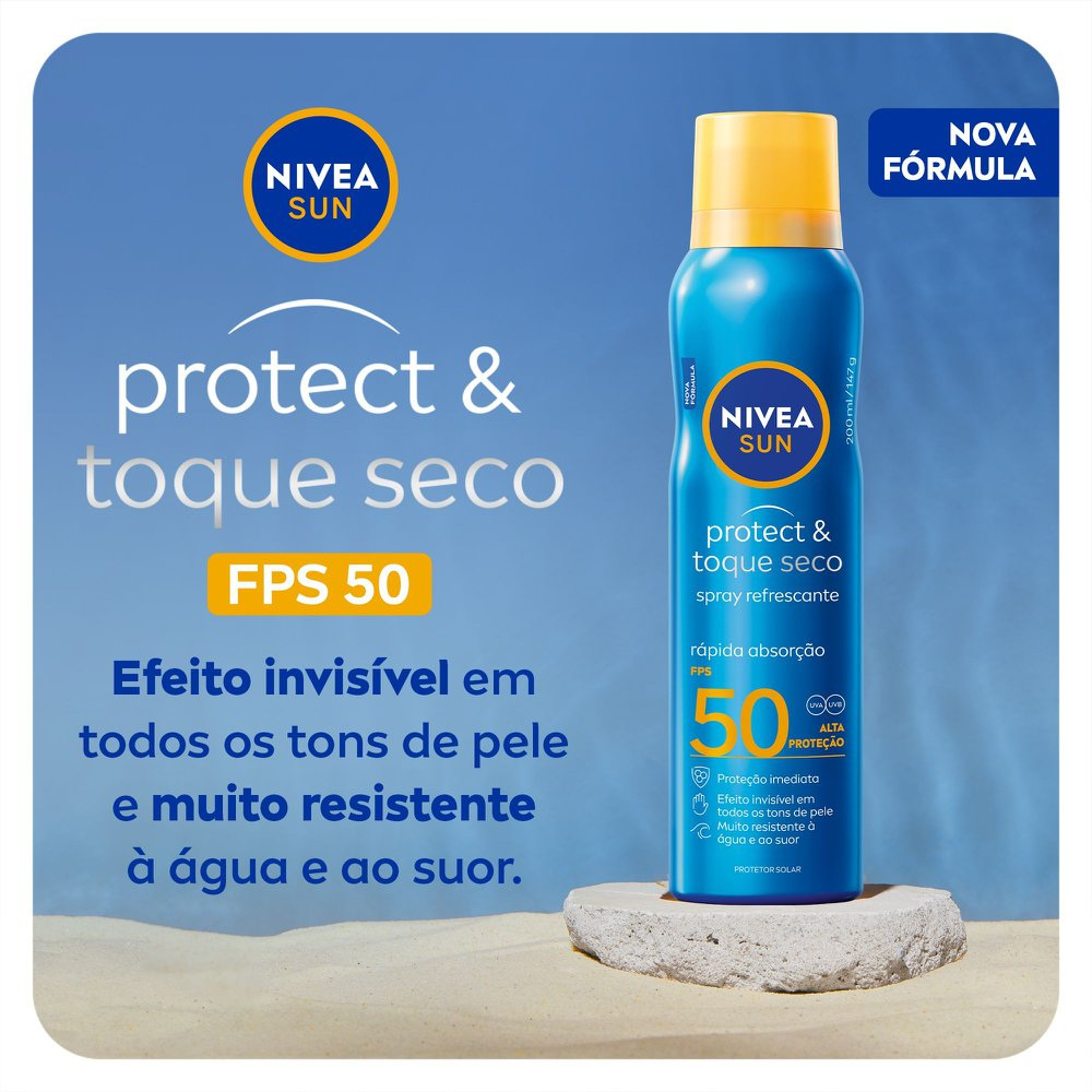 Protetor Solar Nivea Sun Protect & Toque Seco FPS50 Spray 200ml — imagem 2 | Farmácia Resyla