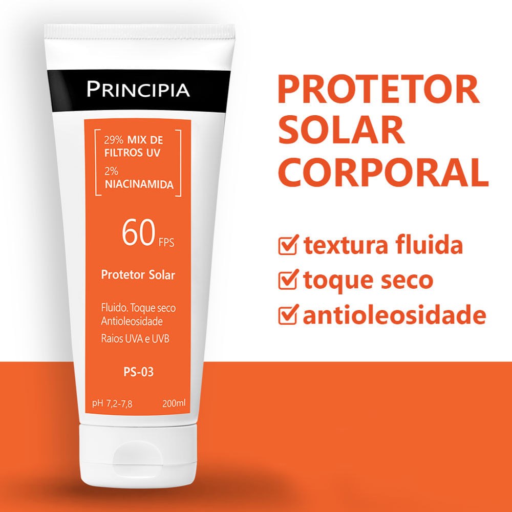 Protetor Solar Principia PS-03 FPS60 Mix de Filtros + Niacinamida 200ml — imagem 3 | Farmácia Resyla