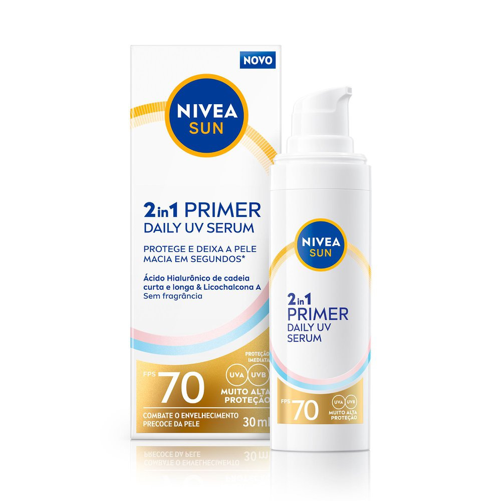Protetor Solar Sérum Primer Daily Uv 2 Em 1 Sem Perfume Fps 70 Nivea Sun 30ml — Nivea | Farmácia Resyla