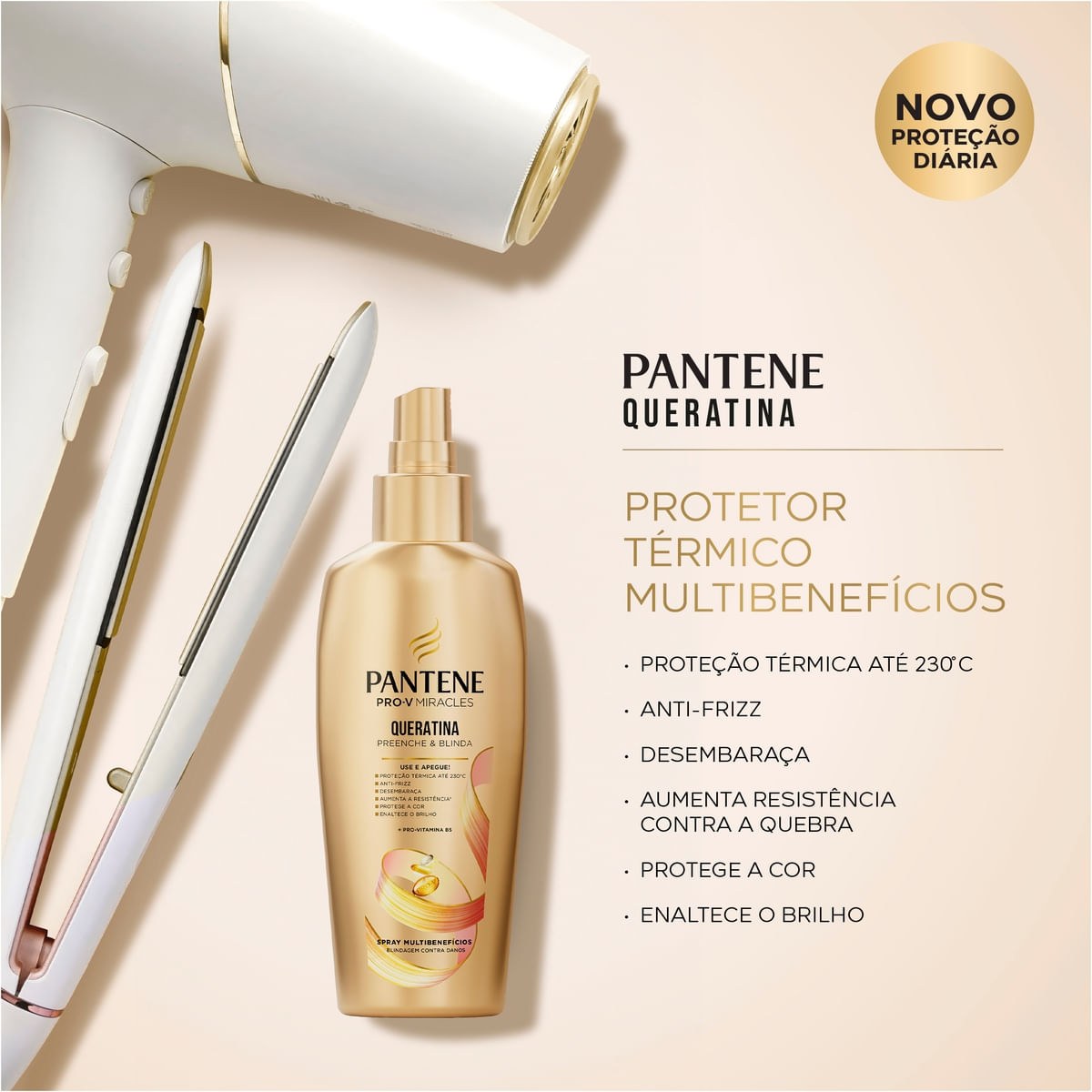 Protetor Térmico Pantene Pro-V Miracles Queratina Preenche & Blinda Spray 160ml — imagem 4 | Farmácia Resyla