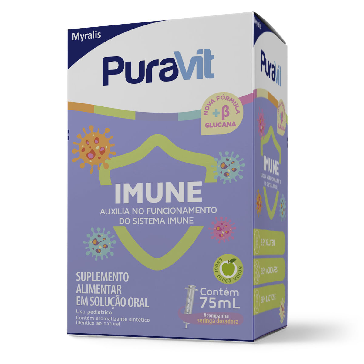 Puravit Imune Sabor Morango Solução Oral 75ml + Seringa Dosadora — Puravit | Farmácia Resyla