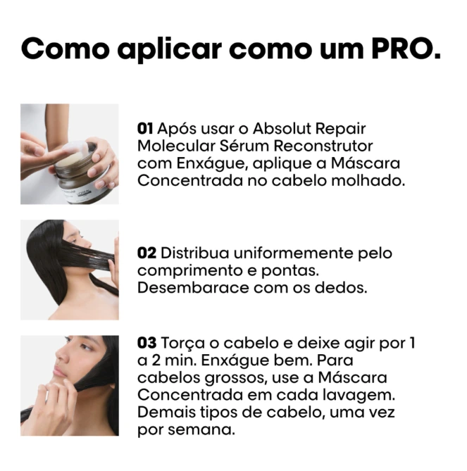 Máscara Capilar L’Oréal Professionnel Absolut Repair Molecular 250ml — imagem 2 | Farmácia Resyla