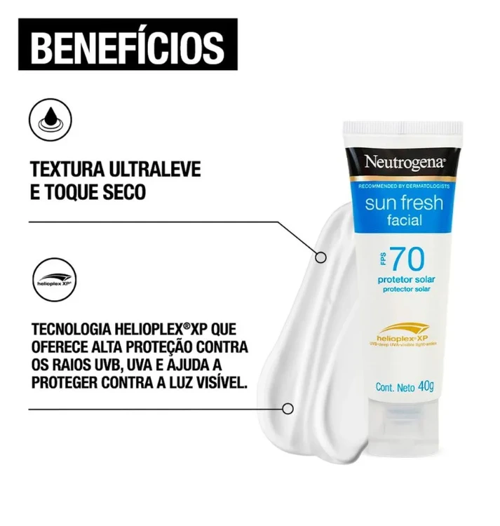 Neutrogena Sun Fresh Protetor Solar Facial Fps70 40g — imagem 2 | Farmácia Resyla