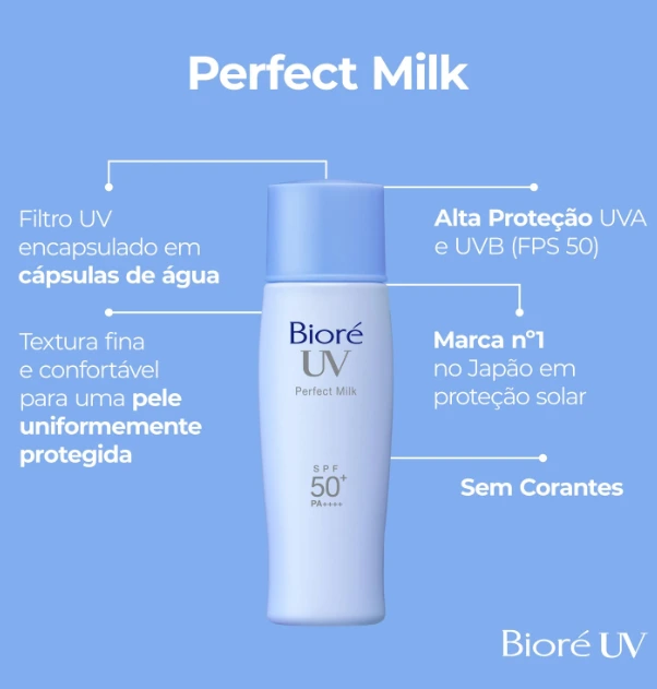 Protetor Solar Facial FPS50 Bioré UV Perfect Milk 40ml — imagem 2 | Farmácia Resyla