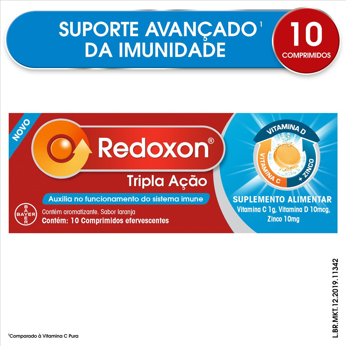 Redoxon Tripla Ação Vitamina C, D e Zinco Sabor Laranja 10 Comprimidos Efervescentes — imagem 3 | Farmácia Resyla