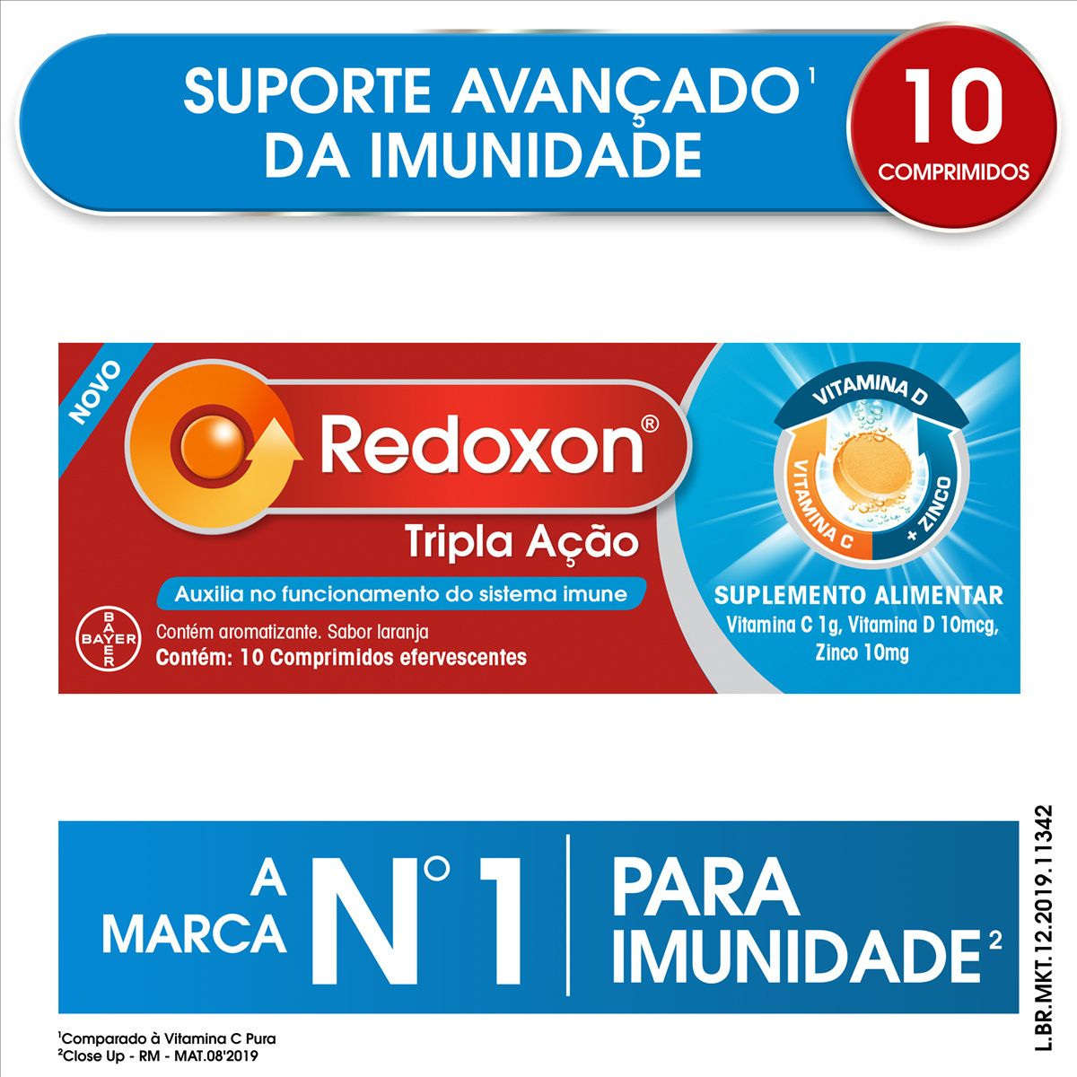 Redoxon Tripla Ação Vitamina C, D e Zinco Sabor Laranja 10 Comprimidos Efervescentes — imagem 4 | Farmácia Resyla
