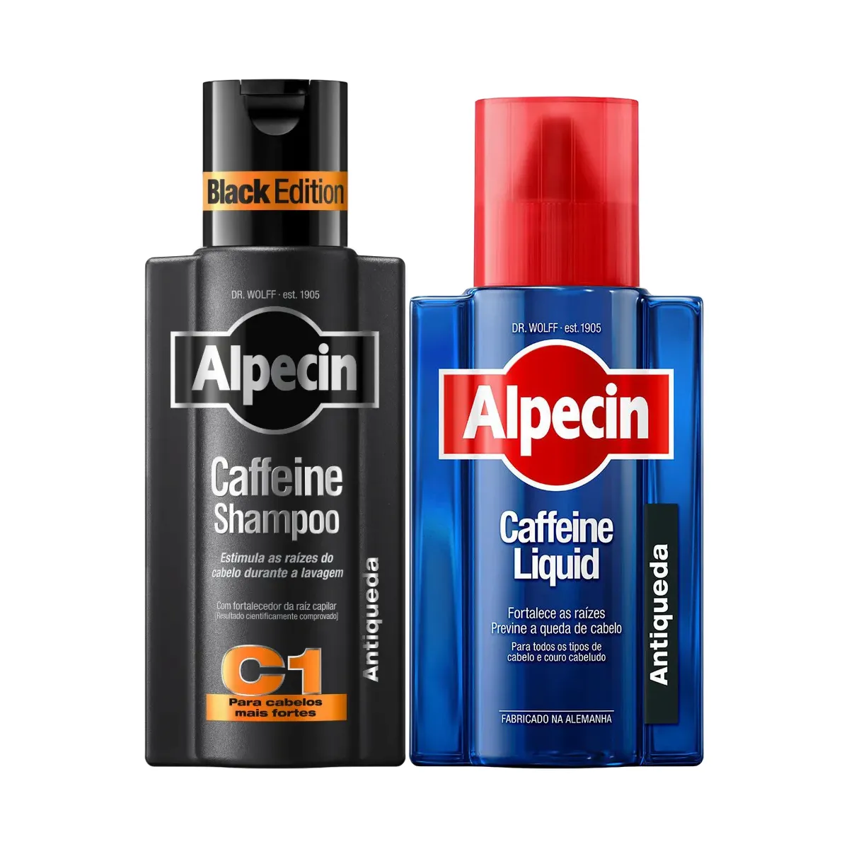 Kit Alpecin Caffeine Shampoo Antiqueda Black Edition 250ml + Tônico Capilar Liquid 200ml — Alpecin | Farmácia Resyla