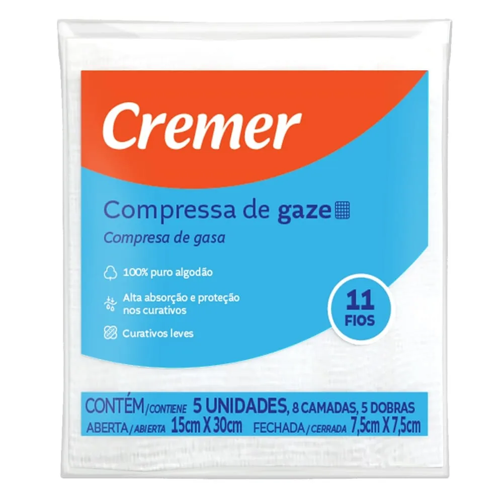 Compressa Gaze Cremer C/5 15cmx30cm — Cremer | Farmácia Resyla