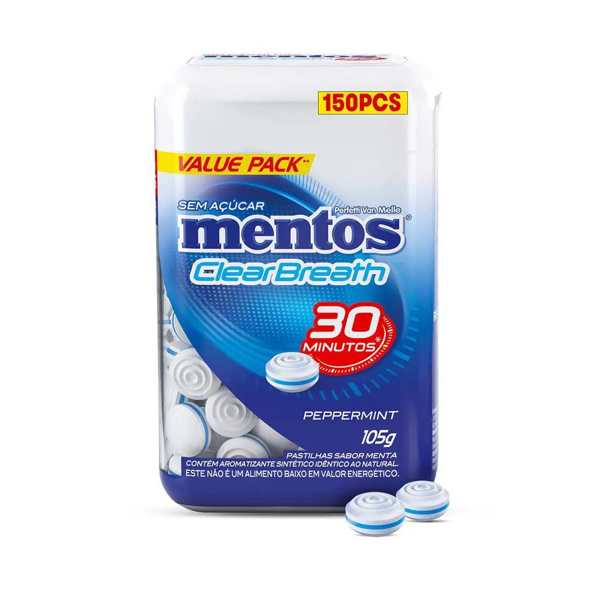Pastilha Mentos Clear Breath Peppermint com 105g — Clear | Farmácia Resyla