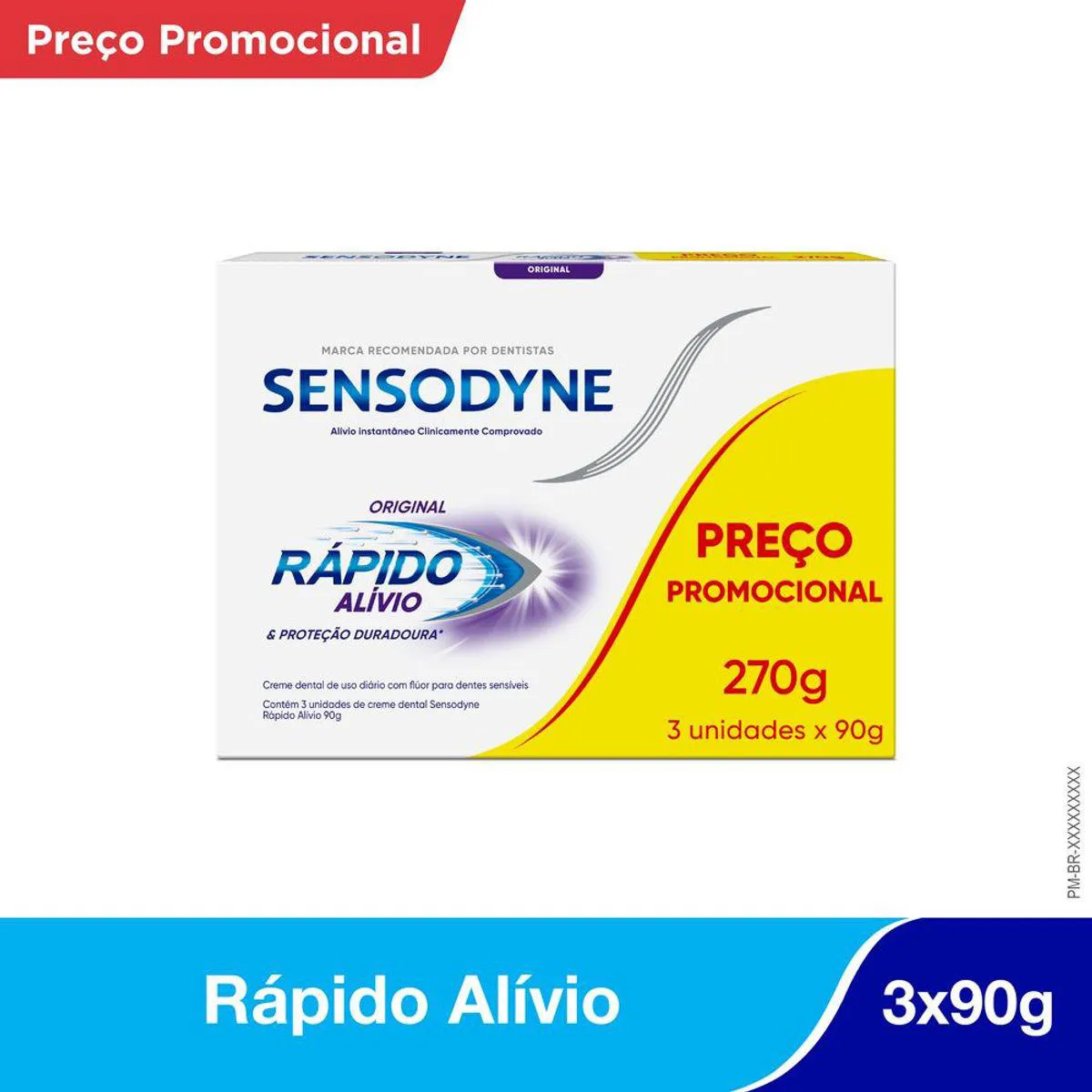 Kit Creme Dental Sensodyne Rápido Alívio Original 90g 3 unidades — Sensodyne | Farmácia Resyla