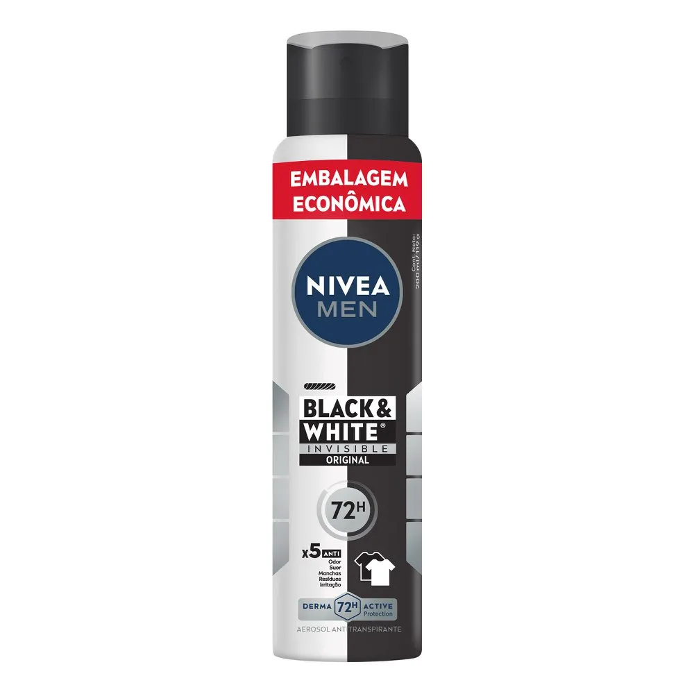Desodorante Nivea Masculino 200ml Aerossol Black E White Invisible — Nivea | Farmácia Resyla