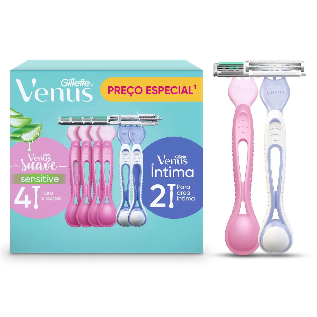 Kit Depilador Descartável Gillette Venus Suave 4 unidades + Vênus Íntima 2 unidades — Gillette | Farmácia Resyla