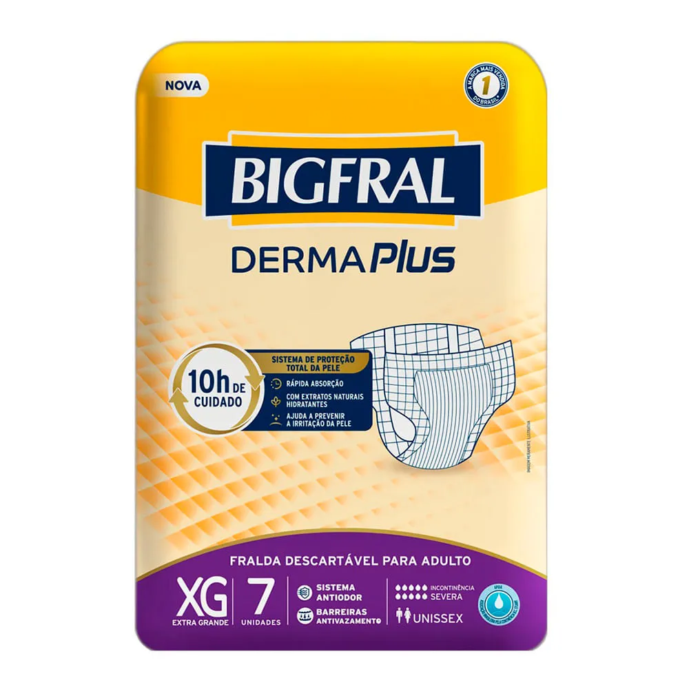 Fralda Bigfral Geriatrica Derma Plus Com 7 Tamanho Xg Adulto — Bigfral | Farmácia Resyla