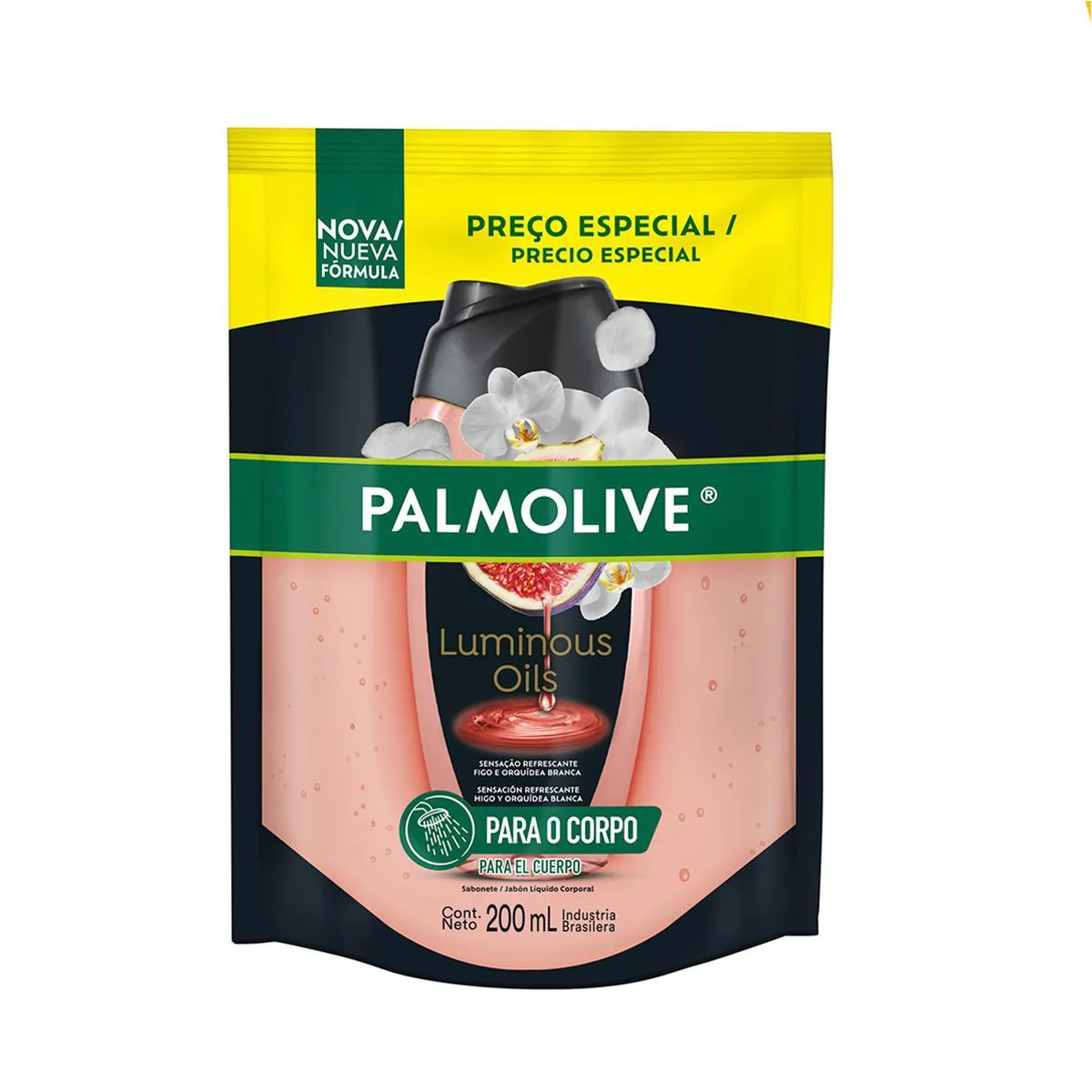 Sabonete Líquido Corporal Palmolive Luminous Oils Figo e Orquídeas Brancas Refil 200ml — Palmolive | Farmácia Resyla