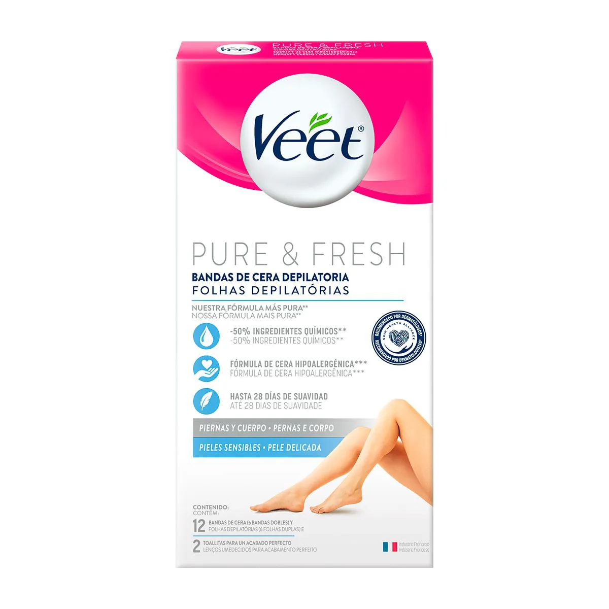 Folha Depilatória Pernas e Corpo Veet Pure & Fresh 12 unidades — Veet | Farmácia Resyla