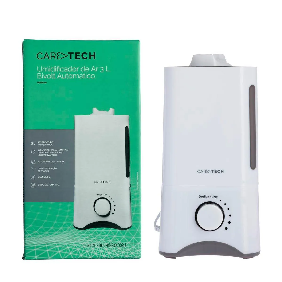 Umidificador de Ar Bivolt Automático Caretech UMD110 3L — Caretech | Farmácia Resyla