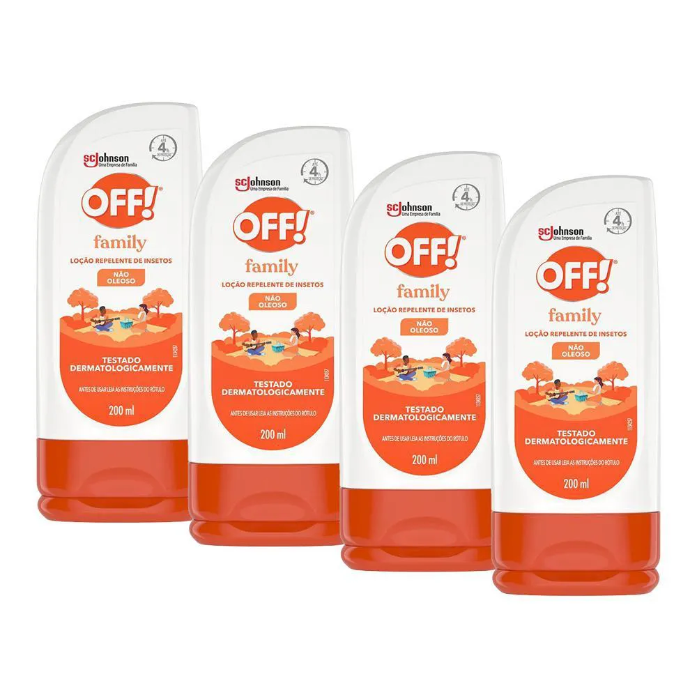 Kit 4 Repelentes Loção Off! Family 200ml Cada — Off! | Farmácia Resyla