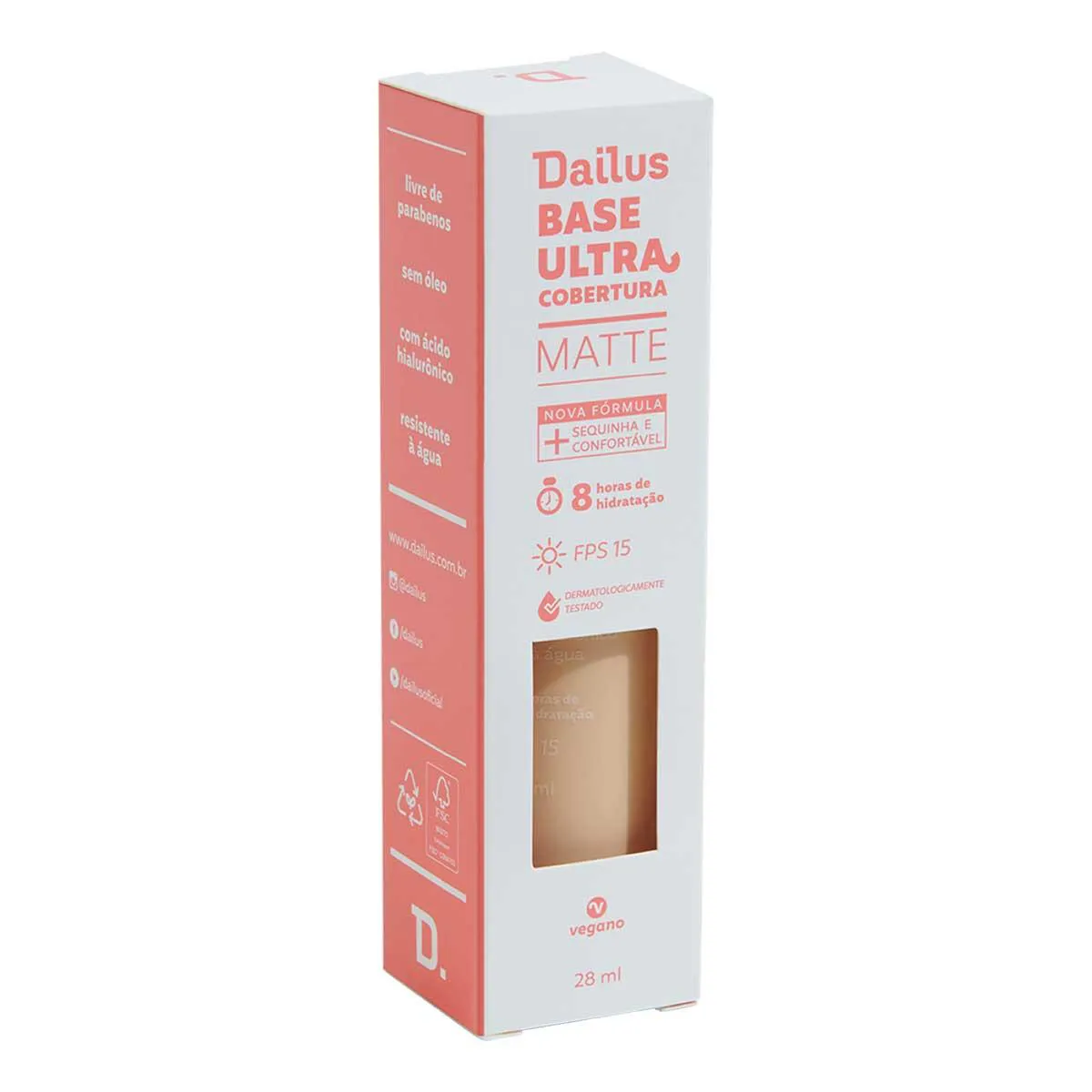 Base Líquida Dailus Ultra Cobertura Matte 28ml - D2 Claro — Dailus | Farmácia Resyla