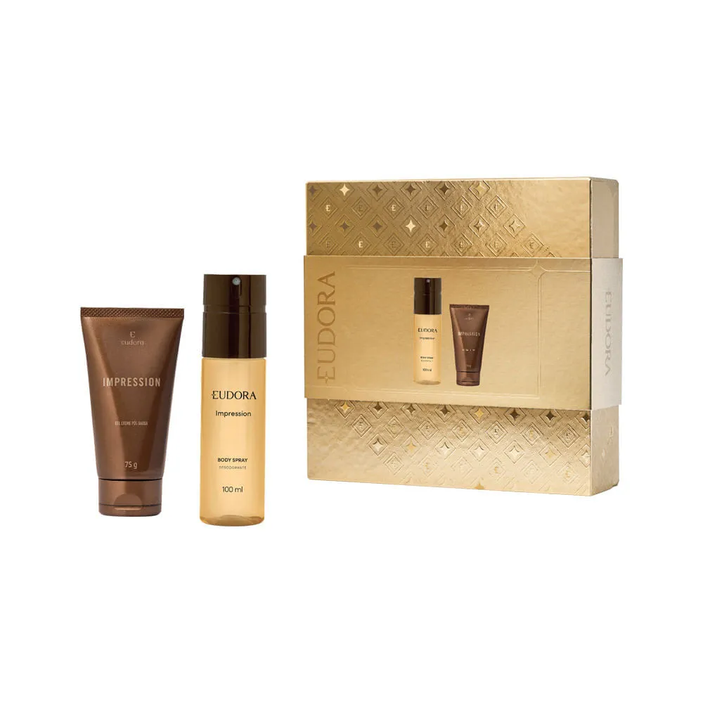 Kit Eudora Desodorante Body Spray Impression 100ml + Gel Creme Pos Barba 75g — Eudora | Farmácia Resyla