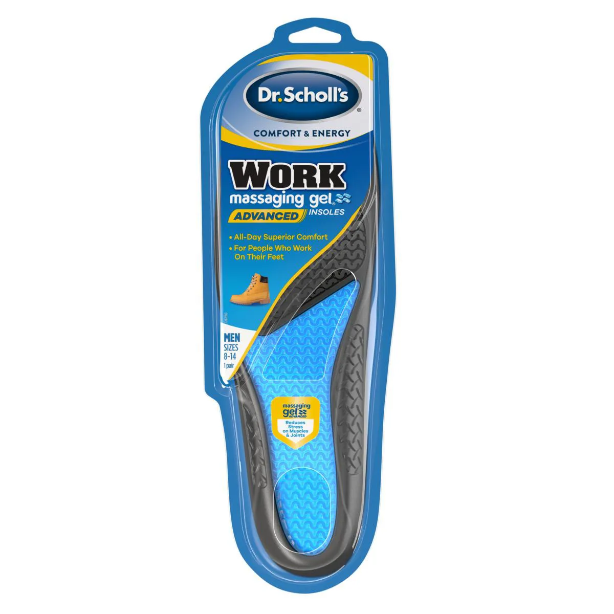 Palmilha de Gel Dr Scholls Massaging Gel Comfort & Energy Work Azul Transparente 1 par — Comfort | Farmácia Resyla