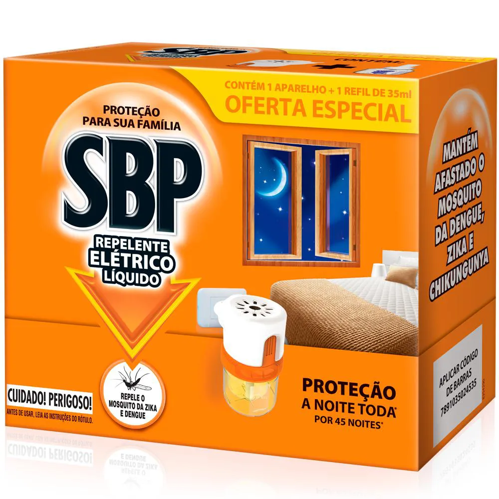 Inseticida Sbp Elétrico Líquida 45 Noite Aparelho com Refil 35ml 1 Unidade — SBP | Farmácia Resyla
