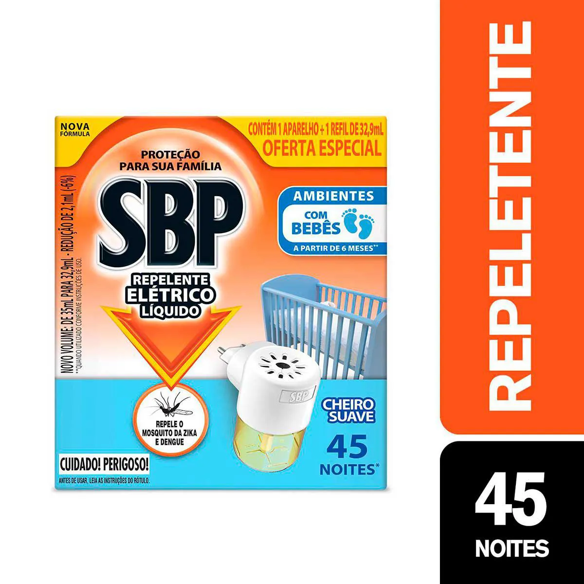 Repelente de Tomada SBP 45 Noites Cheiro Suave + Refil 35ml — SBP | Farmácia Resyla
