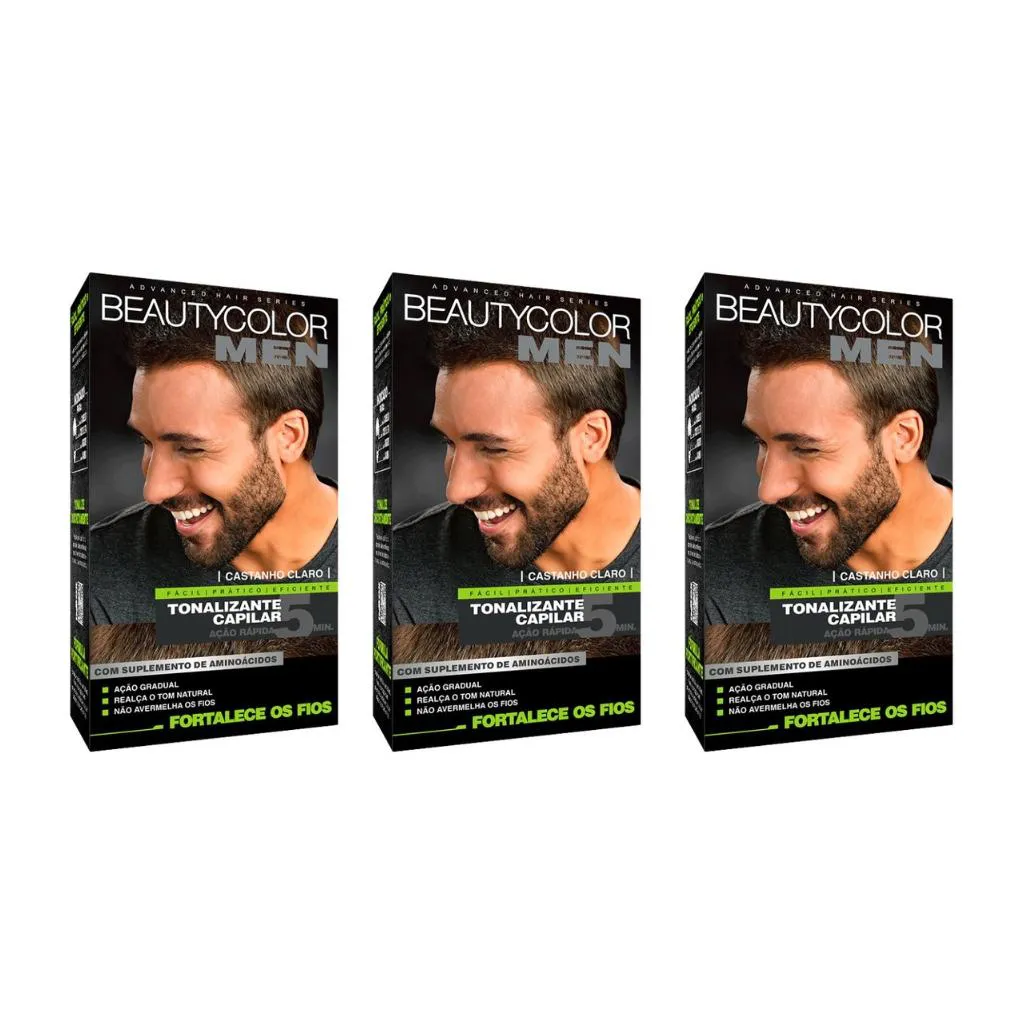 Coloraçao Beauty Color Men Castanho Claro - Kit C / 3un — Beauty Color | Farmácia Resyla