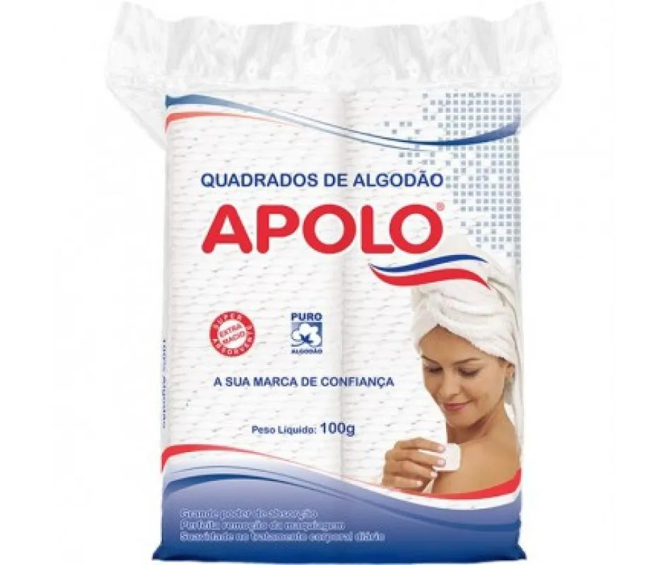 Algodão Apolo Quadrados 100g — Apolo | Farmácia Resyla
