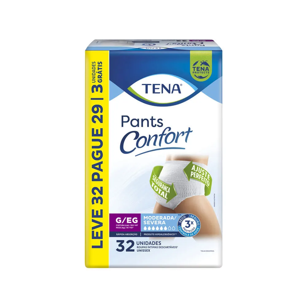 Roupa Intima Tena Pants Confort Tamanho G/eg 32 — Tena | Farmácia Resyla