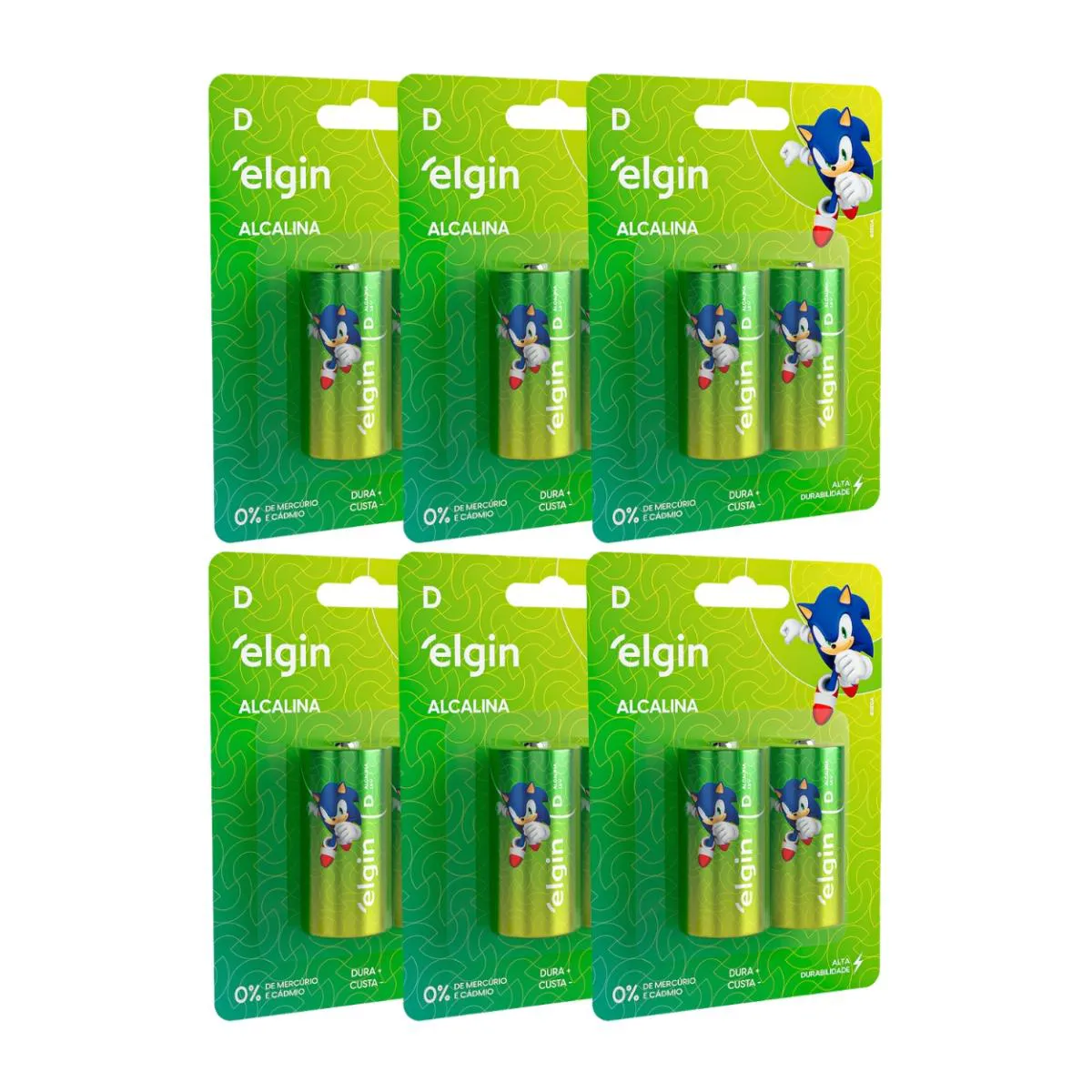 Kit 12 Pilha Alcalina D Lr20 Grande Blister 6 Cartela Elgin — Elgin | Farmácia Resyla