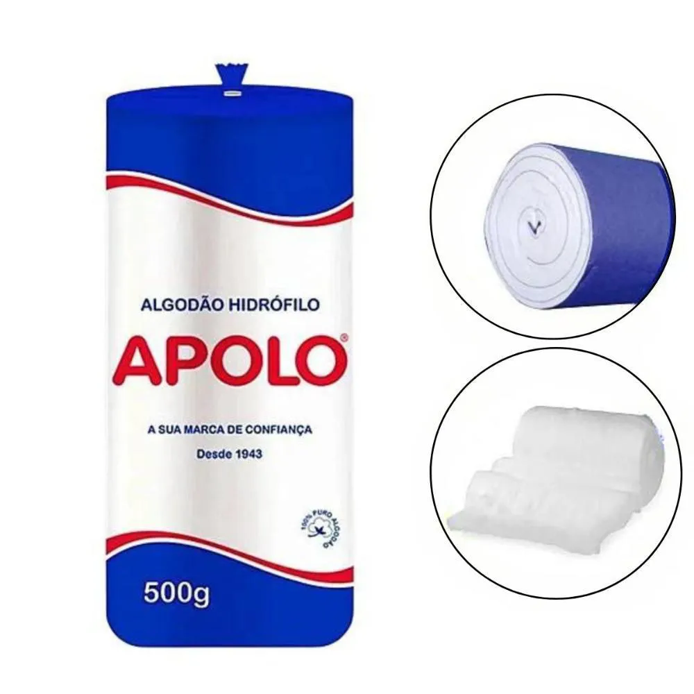 Algodão Hidrófilo Apolo em Rolo 500g — Apolo | Farmácia Resyla