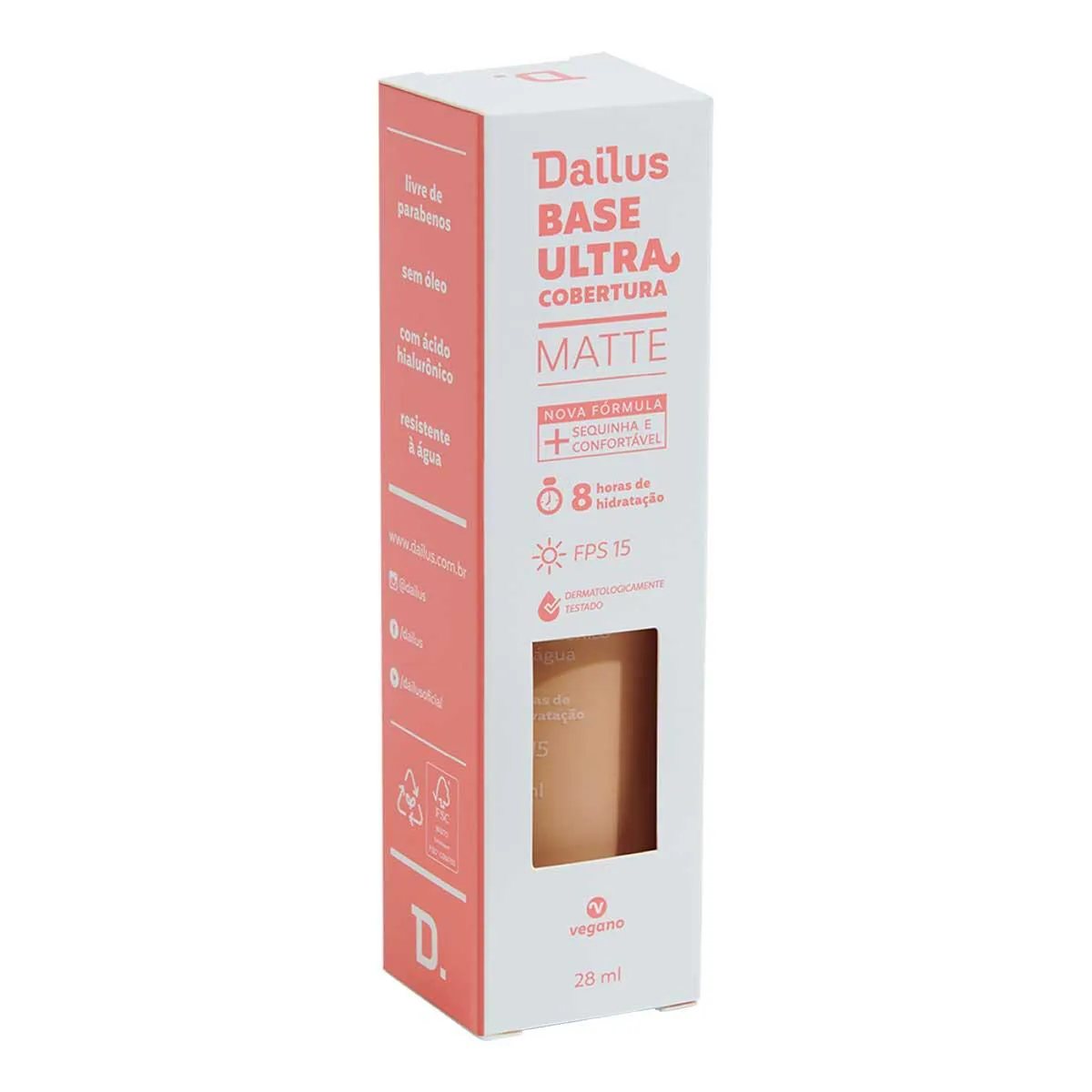 Base Líquida Dailus Ultra Cobertura Matte 28ml - D6 Médio — Dailus | Farmácia Resyla