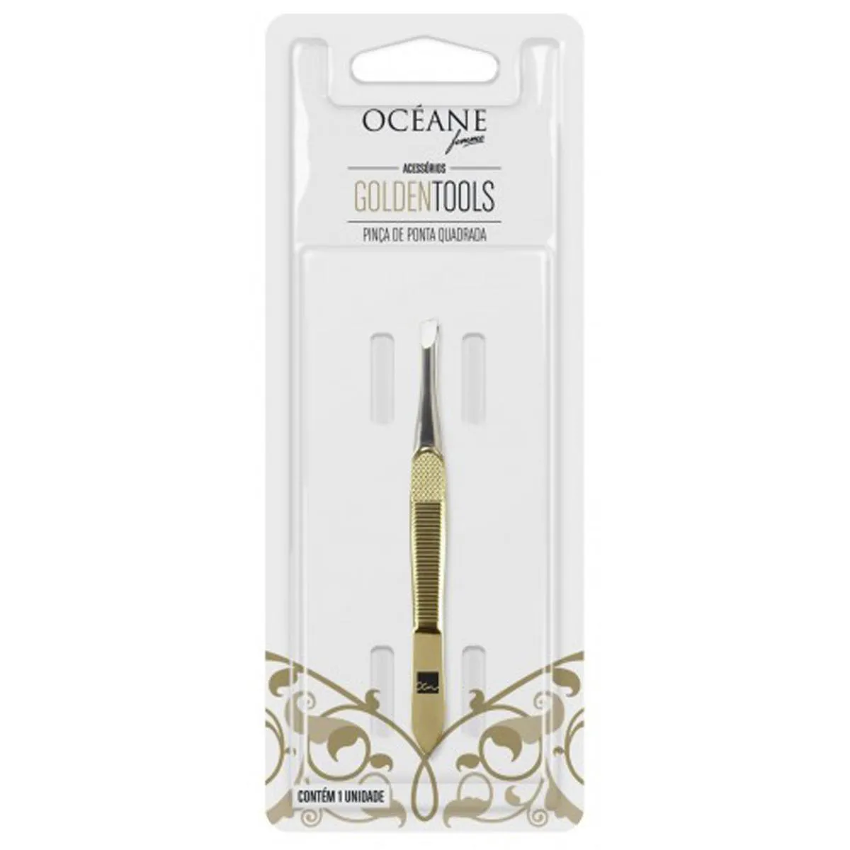 Pinça de Ponta Quadrada Océane Golden Tools Inox com 1 unidade — Océane | Farmácia Resyla
