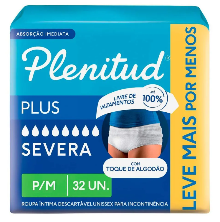 Roupa Íntima Descartável Unissex Plenitud Plus P/M Absorção Intensa 32 unidades — Plenitud | Farmácia Resyla