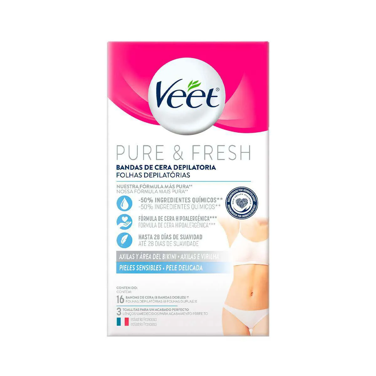 Folha Depilatória Axilas e Virilhas Veet Pure & Fresh 16 unidades — Veet | Farmácia Resyla