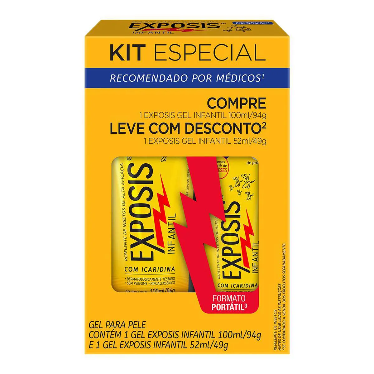 Kit Repelente Infantil Exposis Gel Sem Perfume Icaridina 100ml + 52ml — Exposis | Farmácia Resyla