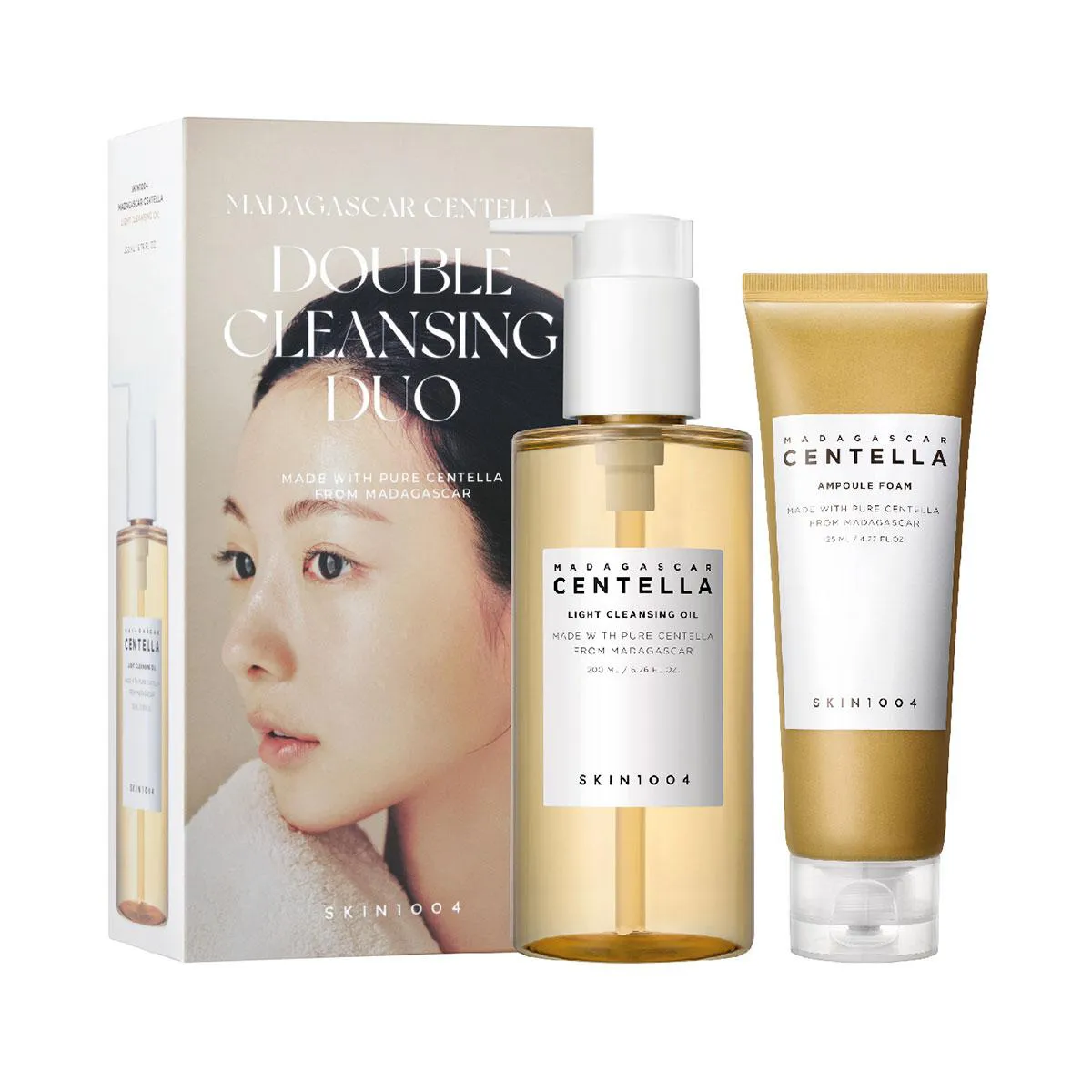 Kit Facial Skin 1004 Madagascar Centella Oléo de Limpeza Light Cleansing Oil 200ml + Espuma de Limpeza Ampoule Foam 125ml — Skin 1004 | Farmácia Resyla