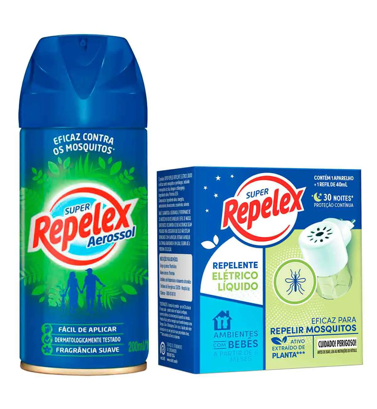 Kit Repelex Repelente Aerosol Super Family Care 200ml + Aparelho Elétrico + Repelente 30 Noites 40ml — Repelex | Farmácia Resyla
