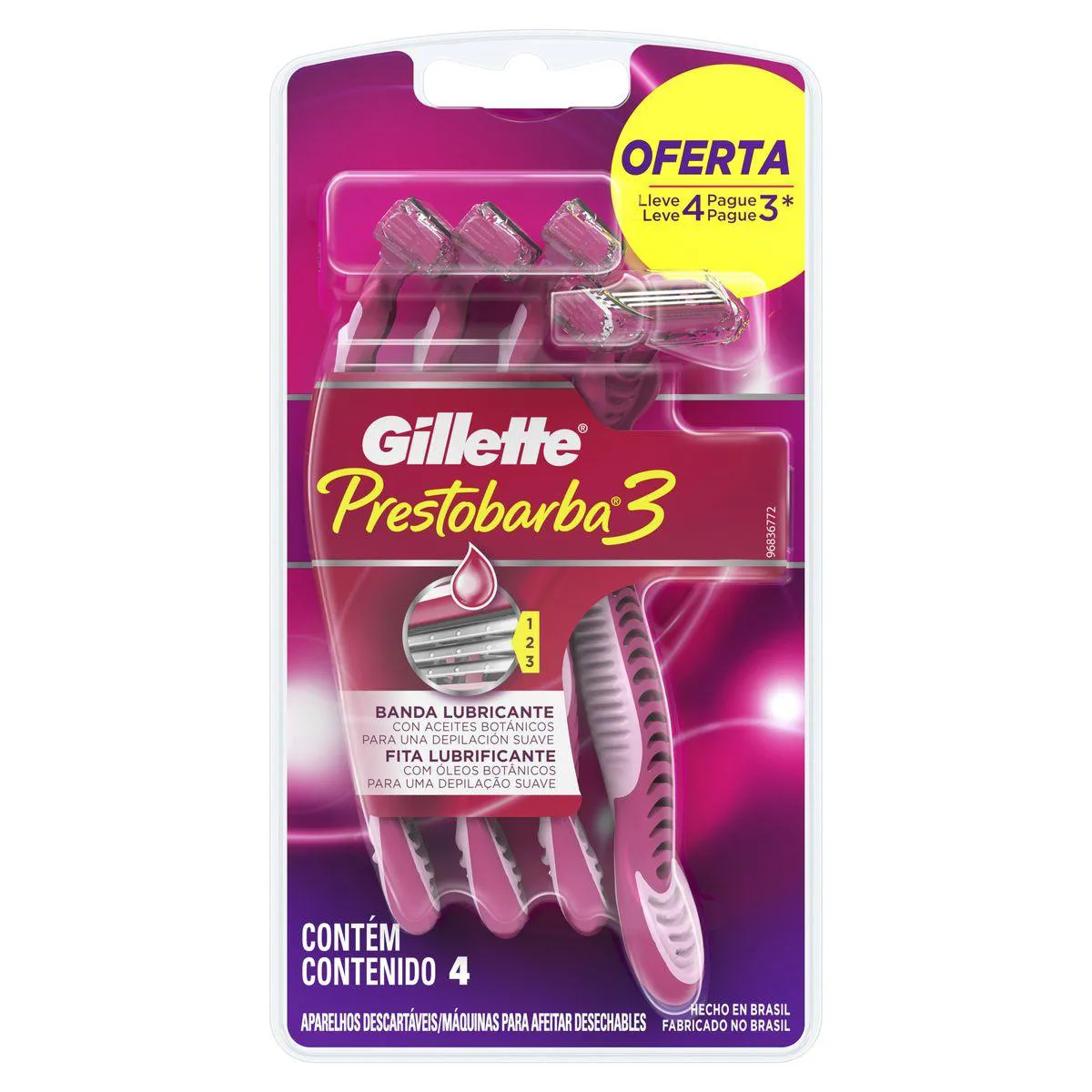 Aparelho de Depilação Gillette Prestobarba 3 Feminino com 4 Unidades — Gillette | Farmácia Resyla