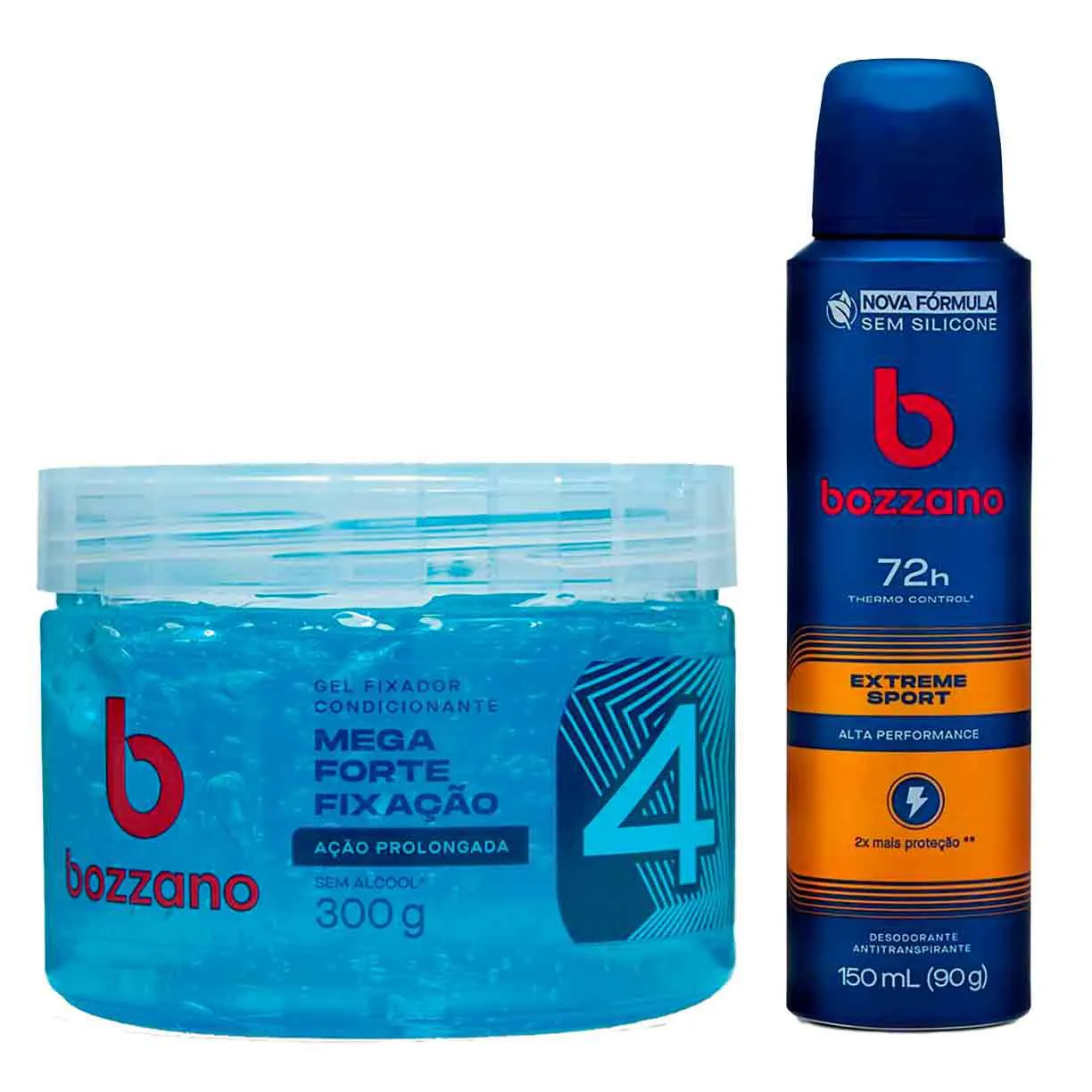 Kit Bozzano Masculino Gel Fixador Condicionante Ação Prolongada 300g + Desodorante Antitranspirante Aerosol Extreme Sport 72h 150ml — Bozzano | Farmácia Resyla
