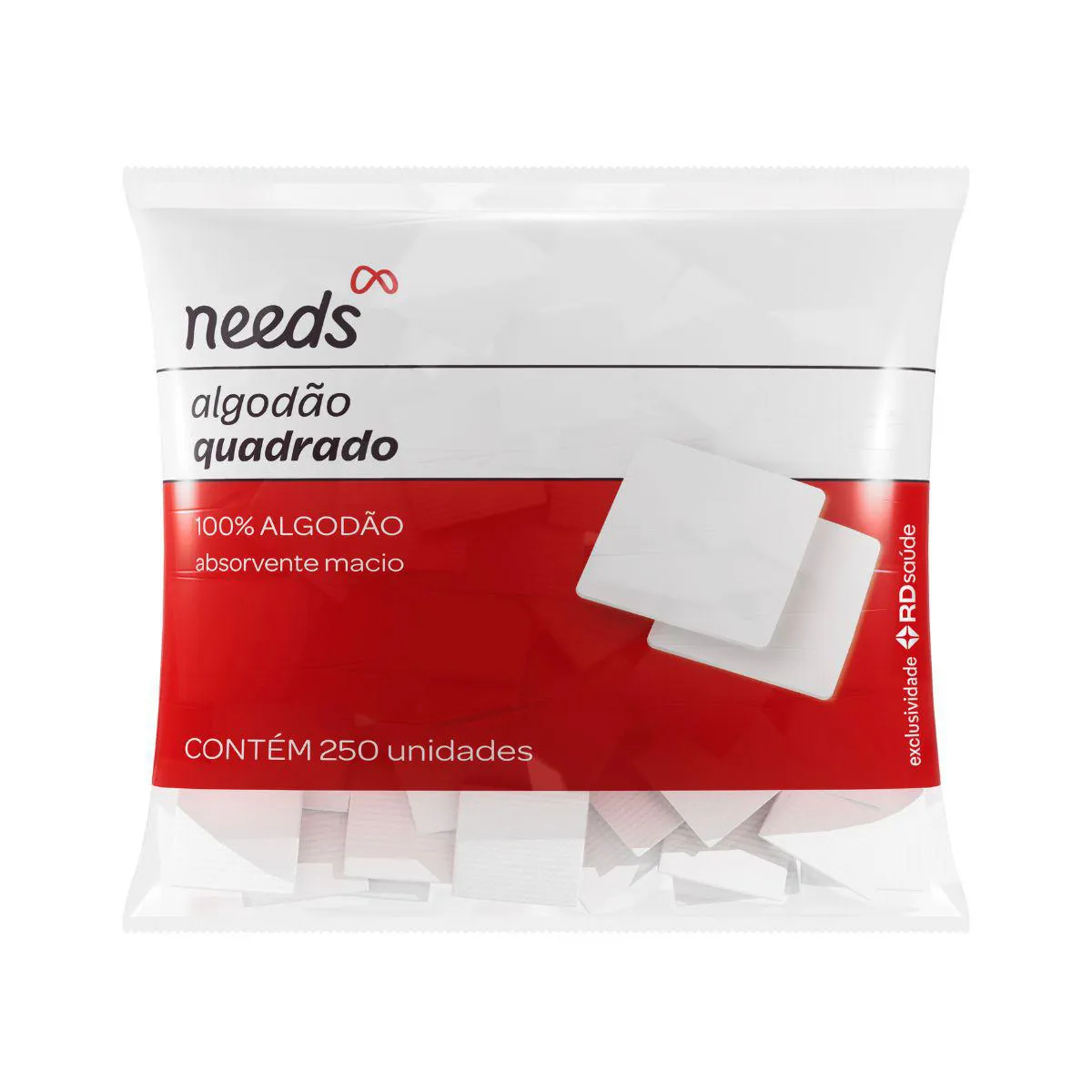 Algodão Quadrado Needs 250 Unidades — Needs | Farmácia Resyla