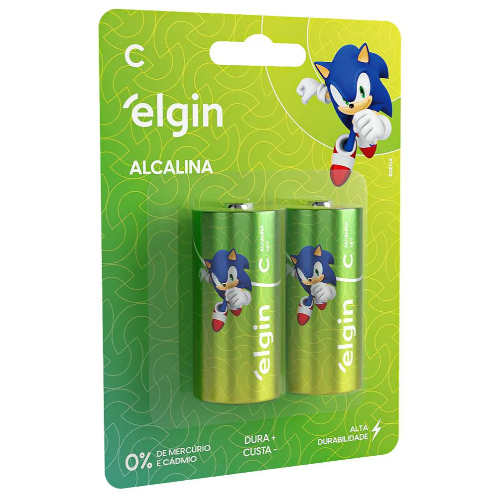 Pilha Alcalina C LR14 Médio Blister Com 2 Unidades Elgin — Elgin | Farmácia Resyla