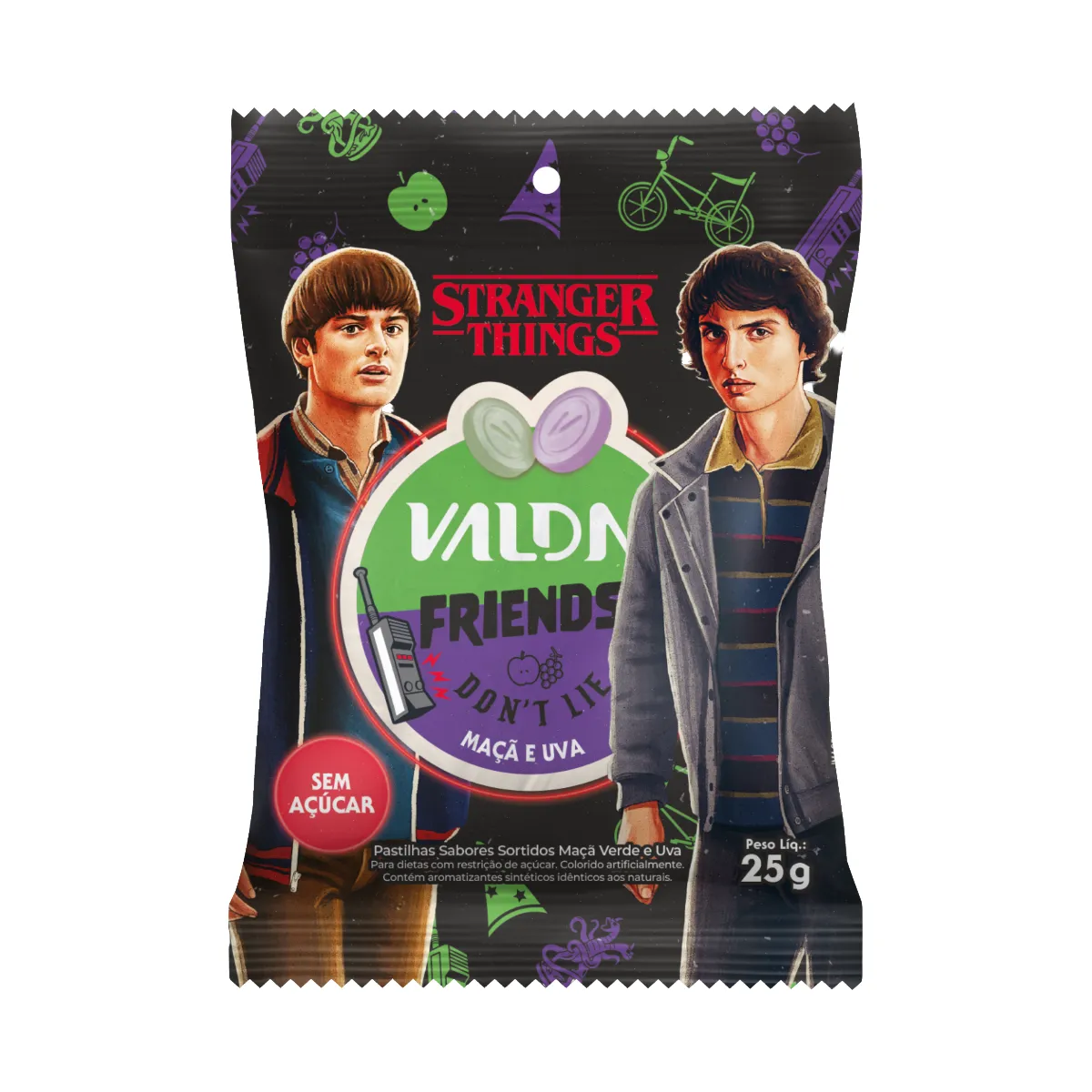 Pastilha Valda Stranger Things Friends Maça e Uva 25g — Valda | Farmácia Resyla