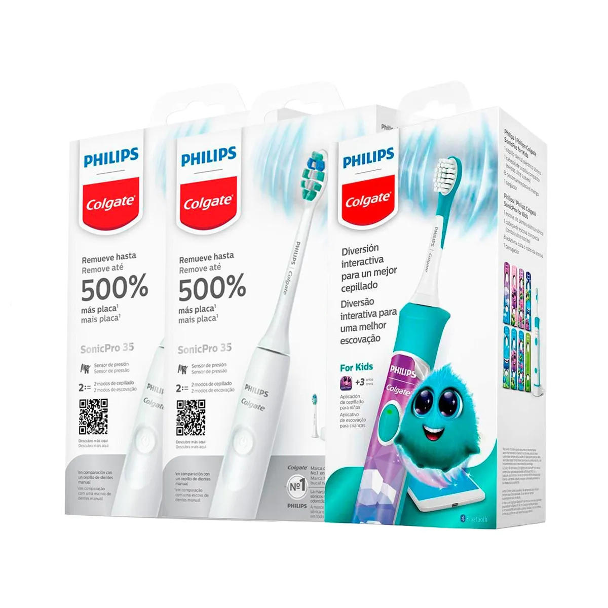 Kit Escova de Dente Elétrica Philips Colgate SonicPro 35 2 Unidades + SonicPro Kids 1 unidade — Colgate | Farmácia Resyla